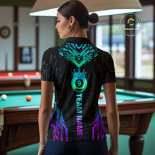 Load image into Gallery viewer, Custom Black 9 Ball Crown Neon Billiard Shirts for Women Billiard Team Shirts Billiard League NNT74