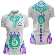 Load image into Gallery viewer, Custom White 9 Ball Crown Neon Billiard Shirts for Women Billiard Team Shirts Billiard League NNT74