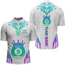 Load image into Gallery viewer, Custom White 9 Ball Crown Neon Billiard Shirts for Men Billiard Team Shirts Billiard League NNT74