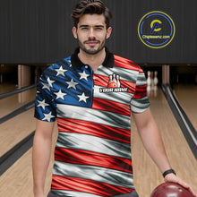 Load image into Gallery viewer, Custom American Flag Bowling Men Shirts Bowling Uniform Polo &amp; 1/4 Zip Bowling Team Jerseys HNT97
