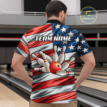 Load image into Gallery viewer, Custom American Flag Bowling Men Shirts Bowling Uniform Polo &amp; 1/4 Zip Bowling Team Jerseys HNT97