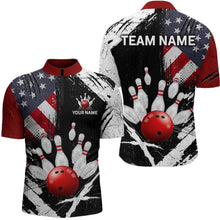 Load image into Gallery viewer, Custom US Flag Bowling Shirts for Men Polo &amp; Quarter-Zip Bowling Team Bowling League HNT83