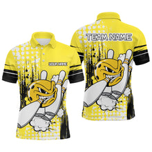 Load image into Gallery viewer, Personalized Yellow Funny Crazy Bowling Shirt for Men Polo &amp; Quarter-Zip Bowling Jersey with Team HNT03