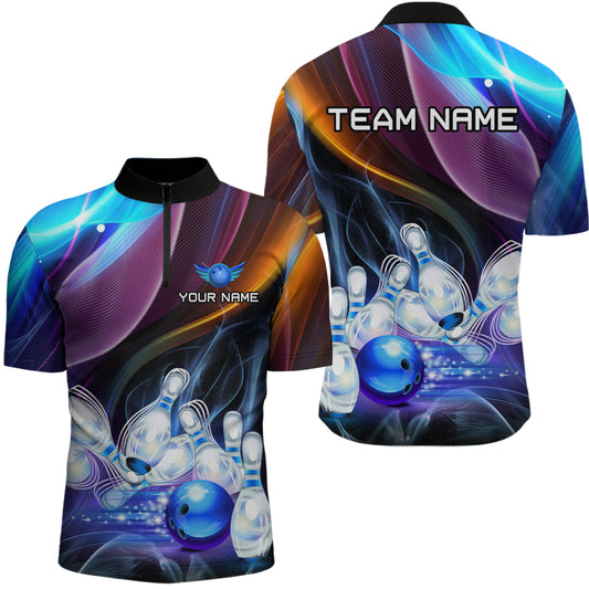Custom Galaxy Bowling Jersey for Men Bowling Team Shirts Bowling Uniform Polo & 1/4 Zip HNT157