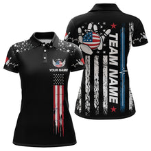 Load image into Gallery viewer, American Flag Bowling Custom Women Bowling Shirt Polo &amp; Quarter-Zip Bowling Team Jerseys HNT54