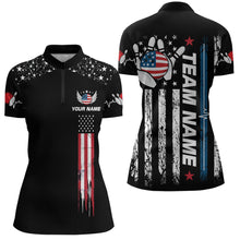 Load image into Gallery viewer, American Flag Bowling Custom Women Bowling Shirt Polo &amp; Quarter-Zip Bowling Team Jerseys HNT54