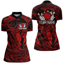 Load image into Gallery viewer, Custom Red Bowling Women Bowling Shirt Polo &amp; Quarter-Zip Bowling Team Jerseys HNT81