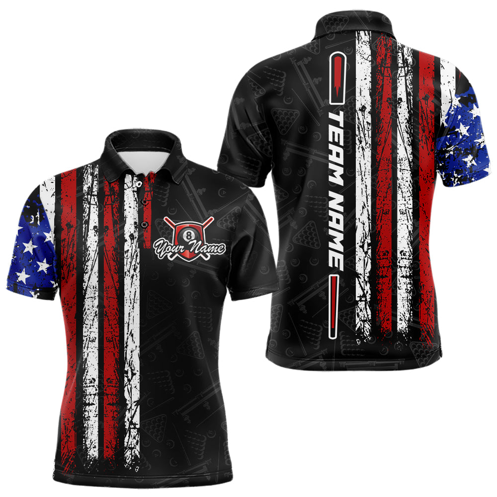 American Flag Billiard Jerseys 8 Ball Pool Billiard Shirts for Men Polo & 1/4 Zip Shirt NNT05
