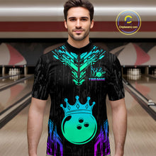 Load image into Gallery viewer, Custom Black Neon Crown Bowling Jersey for Men Bowling Uniform Polo &amp; 1/4 Zip Bowling Team Shirts HNT123
