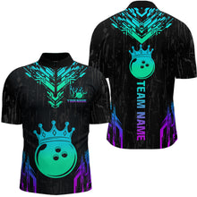 Load image into Gallery viewer, Custom Black Neon Crown Bowling Jersey for Men Bowling Uniform Polo &amp; 1/4 Zip Bowling Team Shirts HNT123