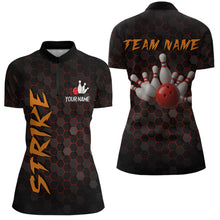 Load image into Gallery viewer, Custom Strike Red Bowling Women Bowling Shirt Polo &amp; Quarter-Zip Bowling Team Jerseys HNT79