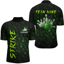 Load image into Gallery viewer, Custom Strike Green Bowling Men Bowling Shirt Polo &amp; Quarter-Zip Bowling Team Jerseys HNT79