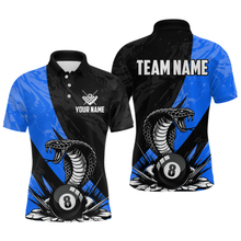 Load image into Gallery viewer, Custom Blue Cobra Snake 8 Ball Pool Billiard Shirts for Men Team Polo &amp; 1/4 Zip Shirts NNT57