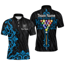 Load image into Gallery viewer, Custom Blue Baroque Pattern Ball Pool Billiard Shirts for Men Team Polo &amp; 1/4 Zip Shirts NNT60