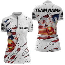 Load image into Gallery viewer, US Flag Bowling Shirt for Women 3D Custom Bowling Jersey Shirts Team Polo &amp; Quarter-Zip HNT19