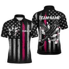 Load image into Gallery viewer, Custom Pink US Flag Eagle Bowling Jersey for Men Bowling Team Shirts Polo &amp; 1/4 Zip HNT119