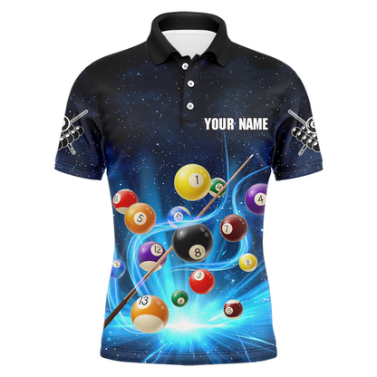 Custom Galaxy 8 Ball Billiard Shirts for Men Billiard Team Shirts Billiard League Polo & 1/4 Zipper NNT85