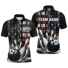 Load image into Gallery viewer, Custom Cracked US Flag Bowling Men Bowling Shirt Polo &amp; Quarter-Zip Bowling Team Jerseys HNT86