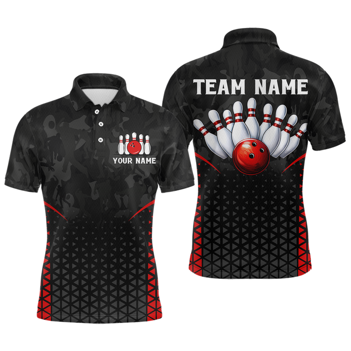 Bowling Shirt for Men 3D Custom Name Bowling Jersey Shirts Team Bowling League Polo & Quarter-Zip HNT15