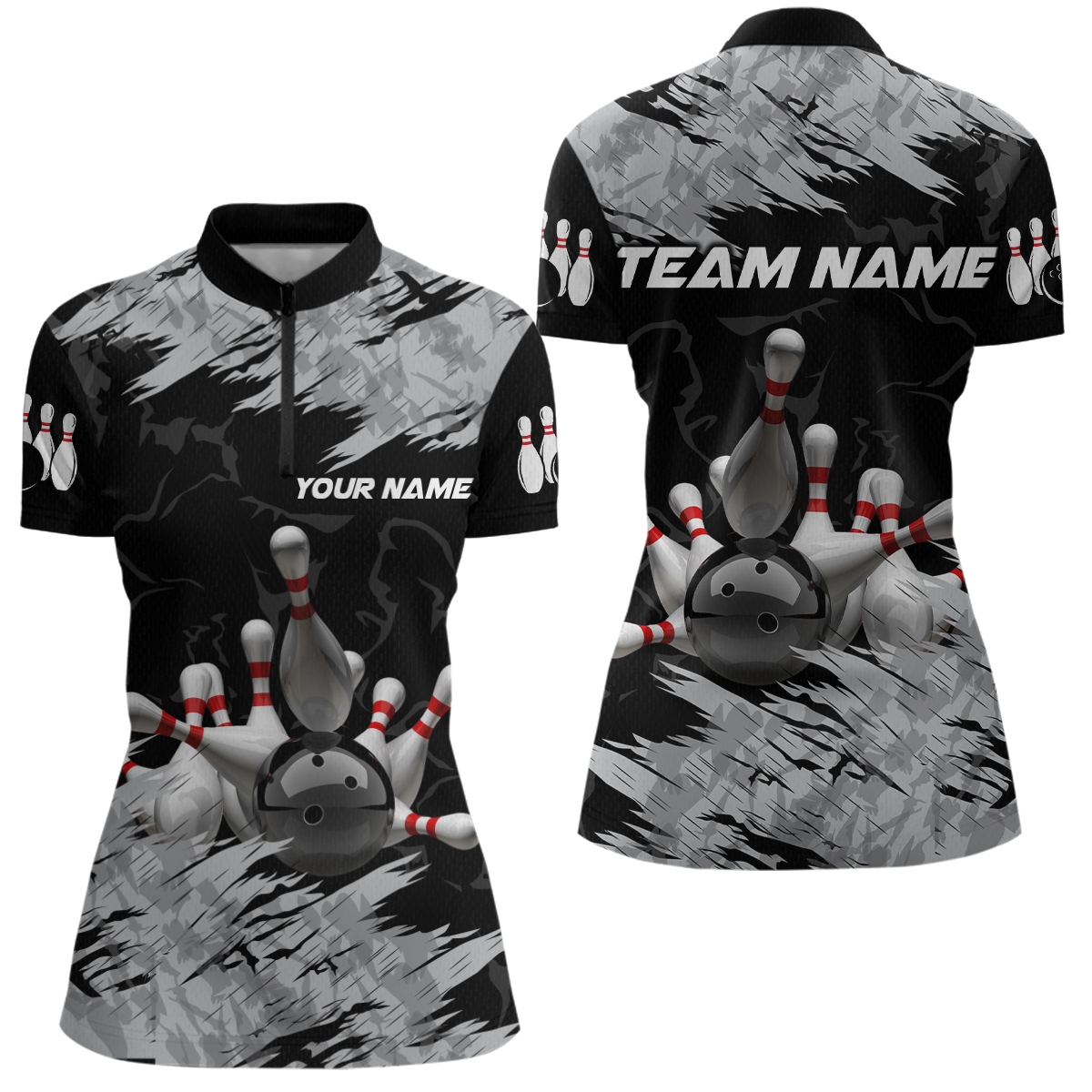 Bowling Shirt Bowling Jersey for Women Custom Bowling Gifts for Women Team with Name Polo & 1/4 Zip HNT16