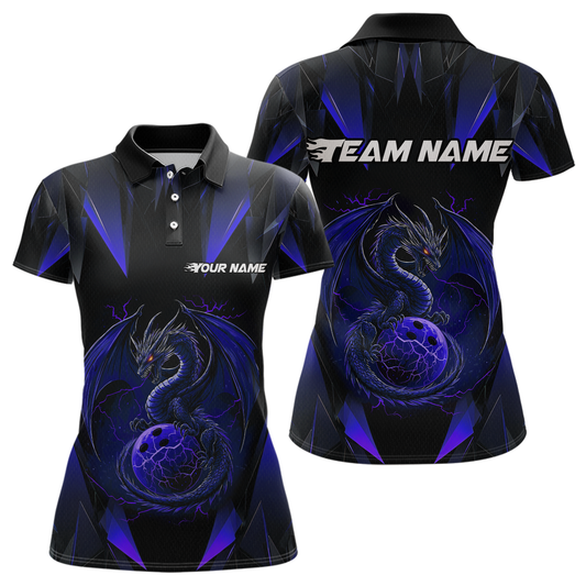 Blue Dragon Personalized Bowling Shirts For Women, Bowling Team Shirt Polo & Quarter-Zip HNT40