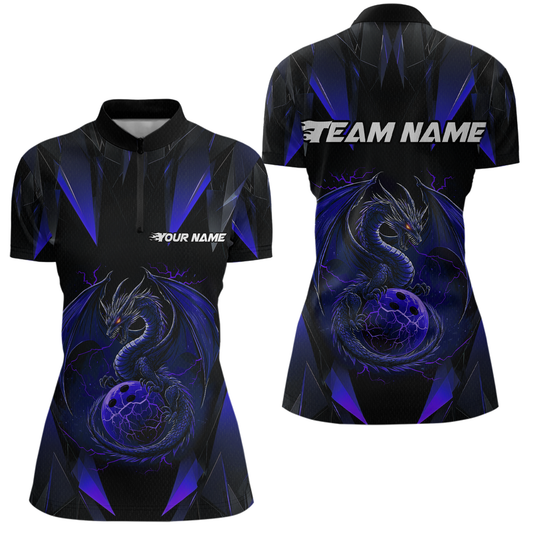 Blue Dragon Personalized Bowling Shirts For Women, Bowling Team Shirt Polo & Quarter-Zip HNT40