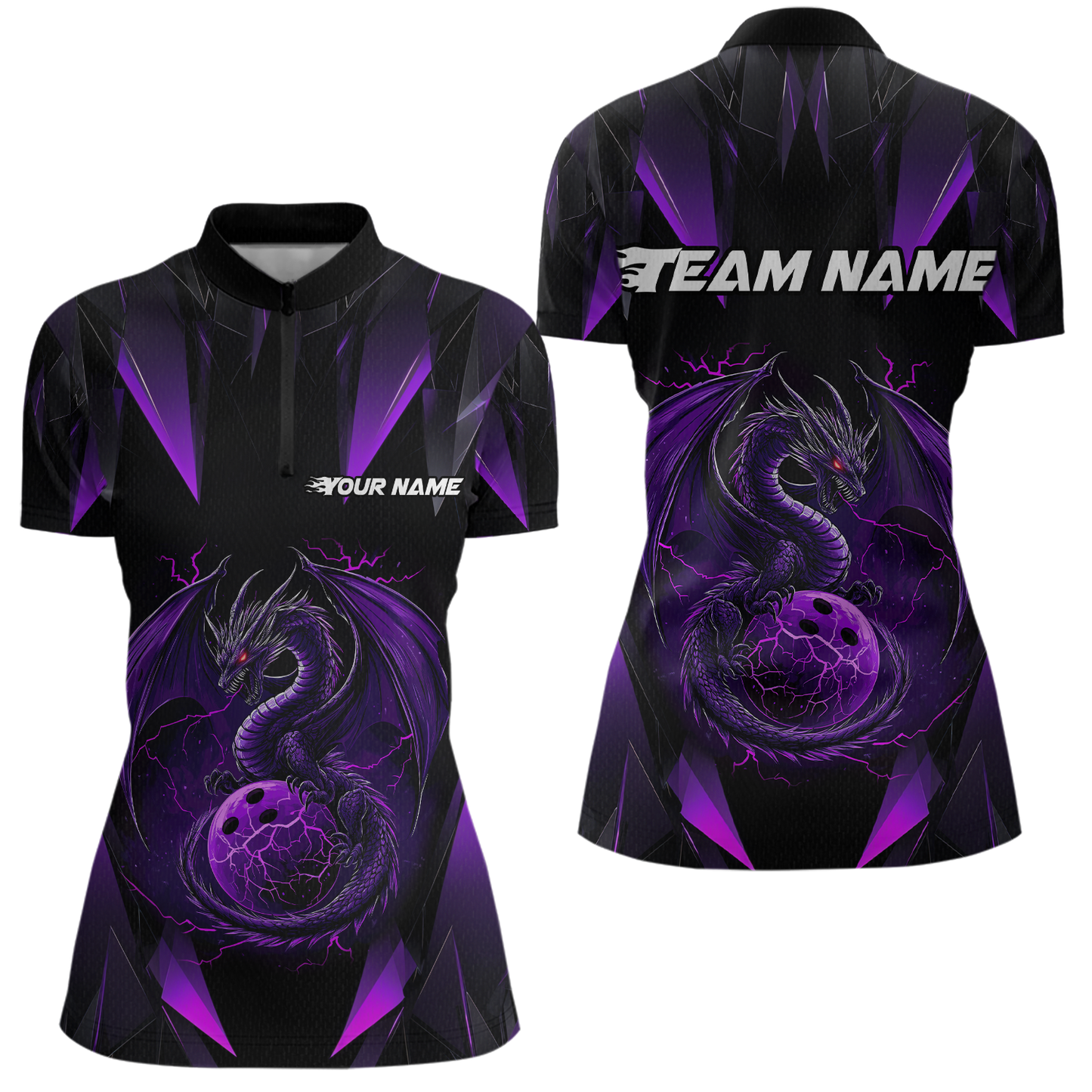 Purple Dragon Personalized Bowling Shirts For Women, Bowling Team Shirt Polo & Quarter-Zip HNT40