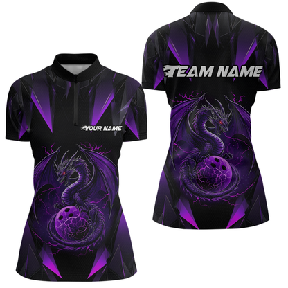 Purple Dragon Personalized Bowling Shirts For Women, Bowling Team Shirt Polo & Quarter-Zip HNT40
