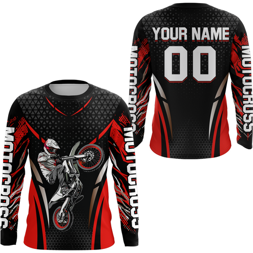 Custom Red Motocross Shirts Racing Jersey UPF30+ Dirt Bike Jersey Kid Men Women DNT08