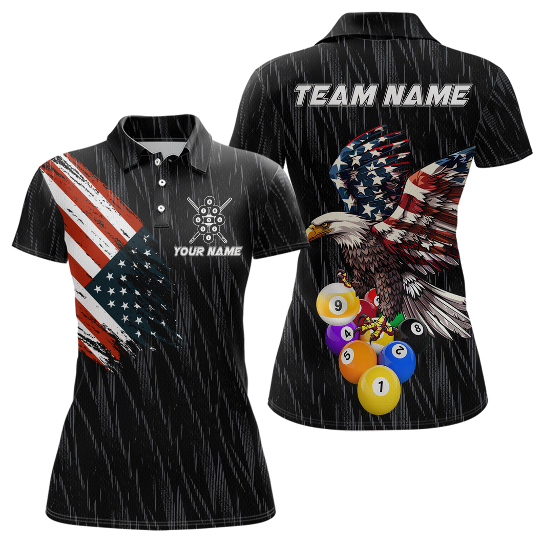 Custom 9 Ball American Flag Eagle Billiard Shirts for Women Billiard Team Shirts Billiard League NNT70