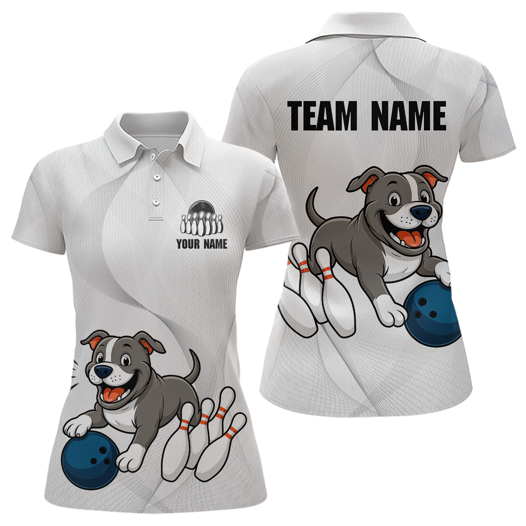 Custom Funny French Bulldog Bowling Women Polo & 1/4 Zip Shirts Bowling Team Jerseys HNT94