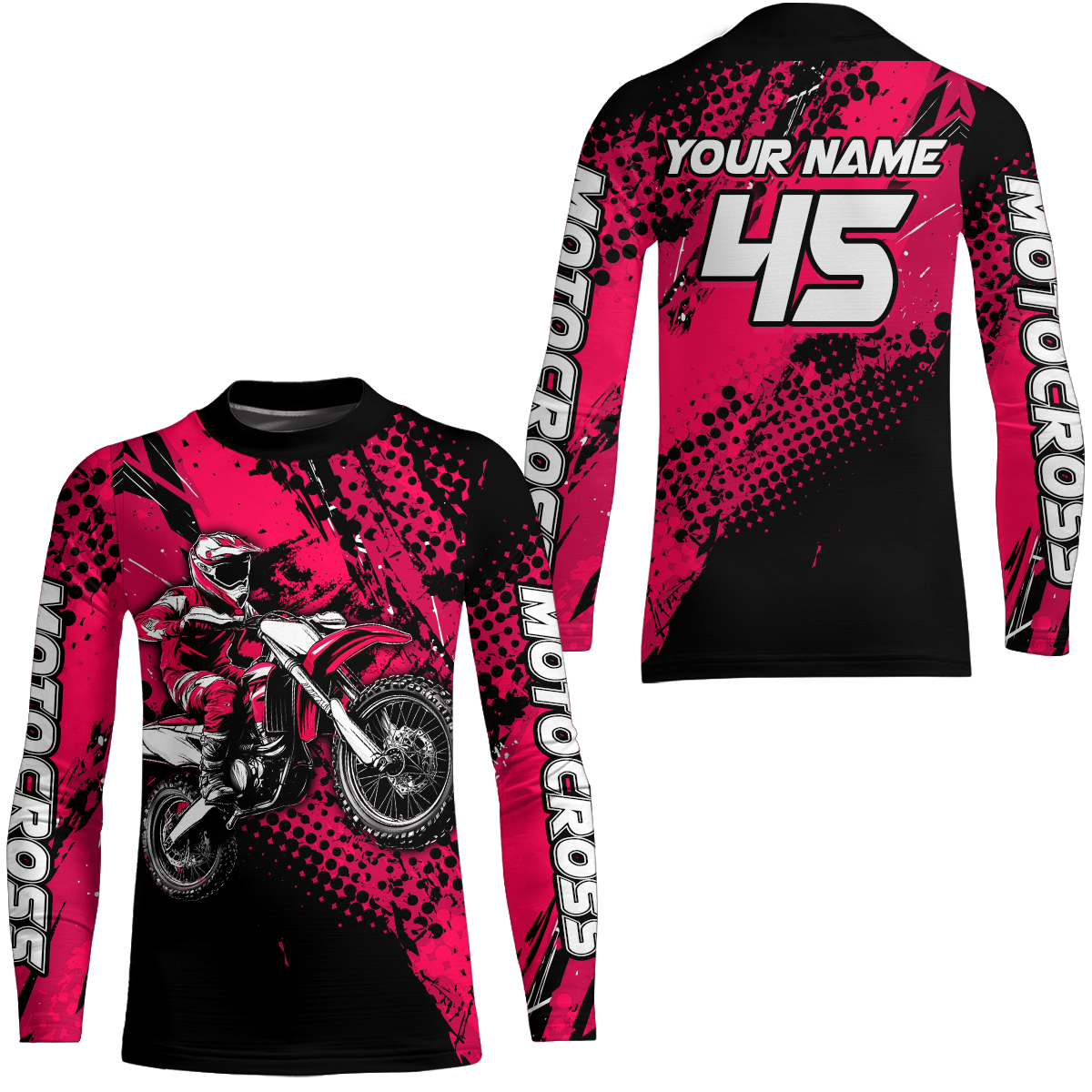 Pink Youth Motocross Shirts Custom Racing Dirt Bike Jersey Kid Men Women UPF30+ DNT18