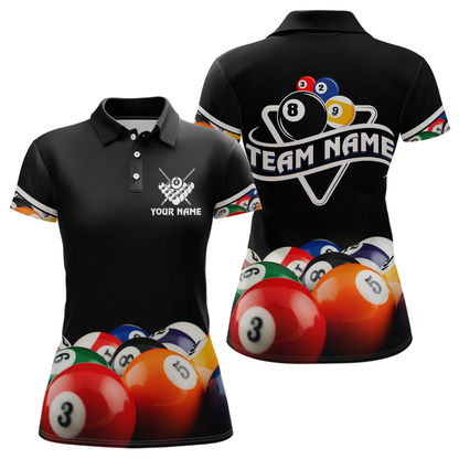 Custom Black 8 Ball Billiard Shirts for Women Billiard Team Shirts Billiard League Polo & 1/4 Zip NNT75