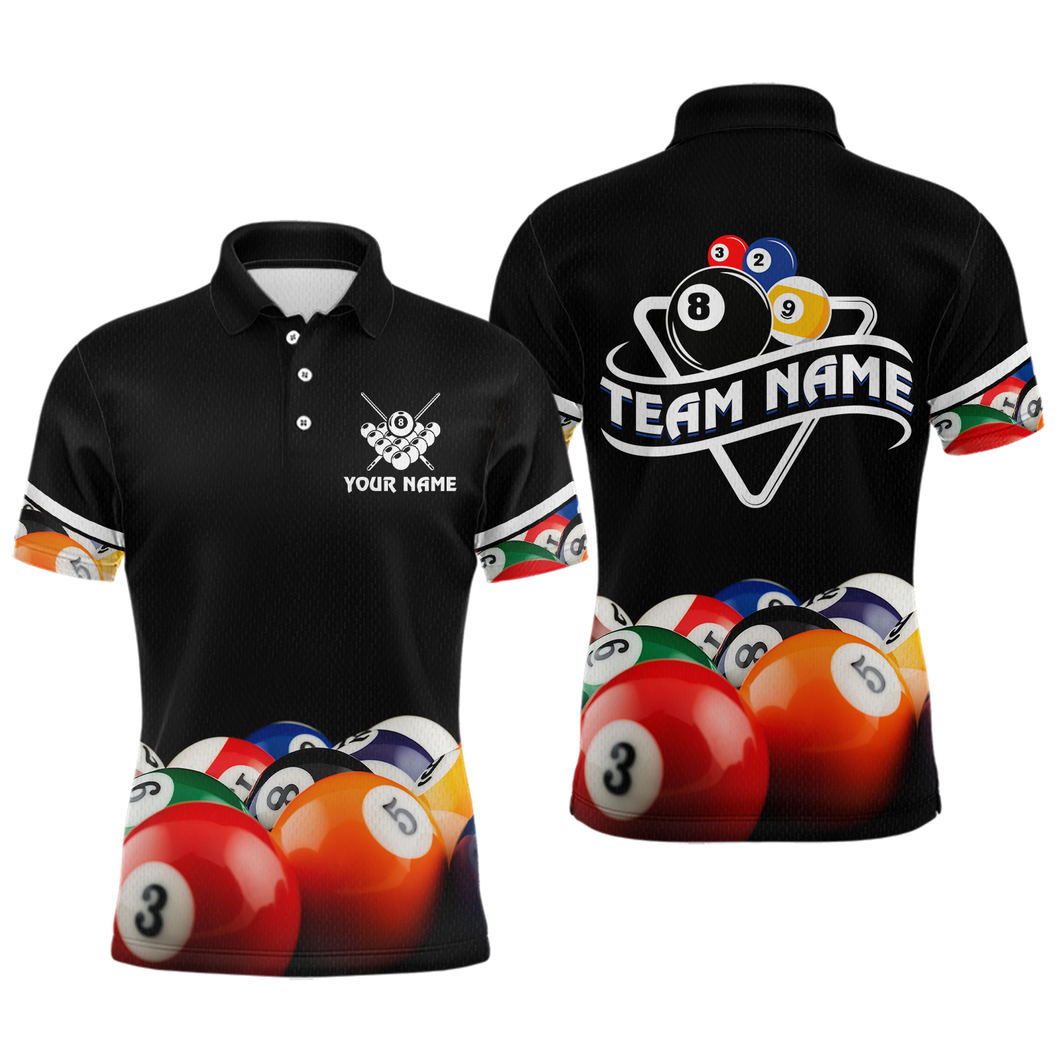 Custom Black 8 Ball Billiard Shirts for Men Billiard Team Shirts Billiard League Polo & 1/4 Zip NNT75