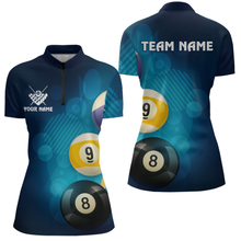 Load image into Gallery viewer, Custom 8 Ball Billiard Shirts for Women Billiard Team Shirts Billiard Uniform Polo &amp; 1/4 Zip Shirt NNT76