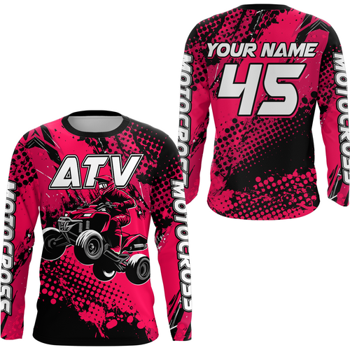 Custom Pink ATV Motocross Racing Jersey Kid Adult Quad Bike Jersey Off-Road Shirt UPF30+ ATV Shirt DNT12
