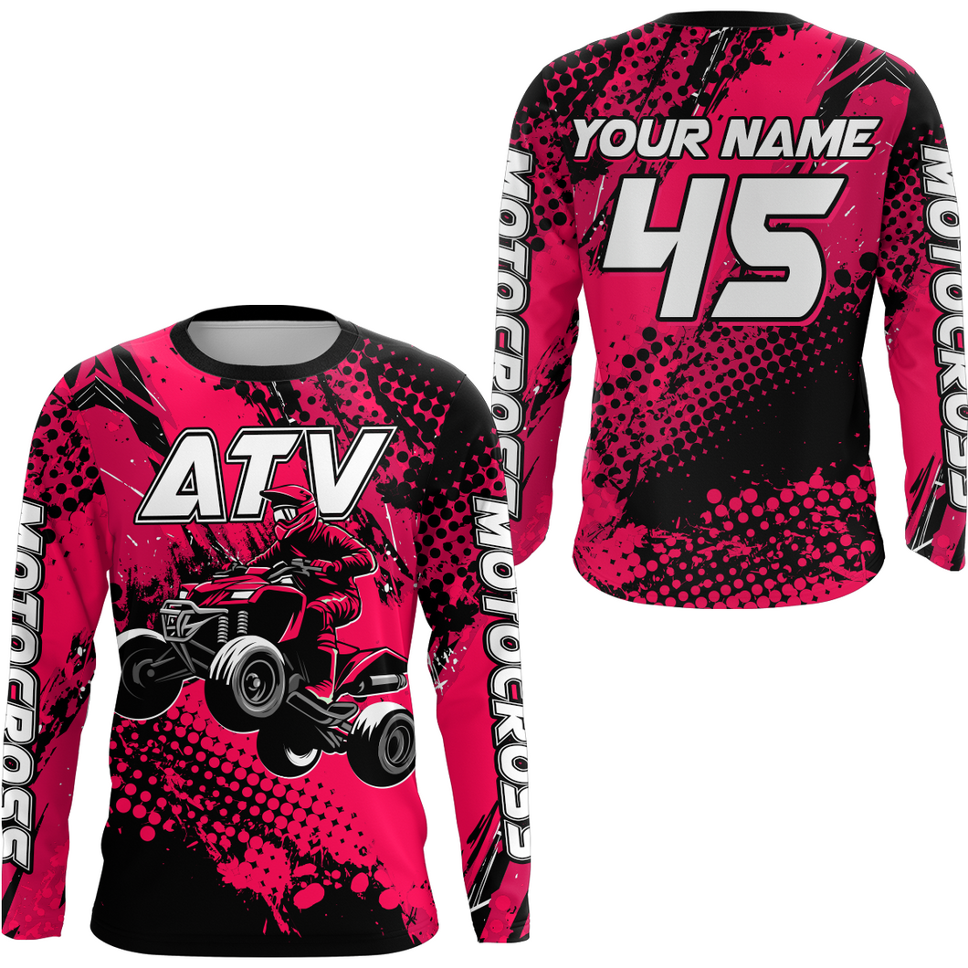 Custom Pink ATV Motocross Racing Jersey Kid Adult Quad Bike Jersey Off-Road Shirt UPF30+ ATV Shirt DNT12