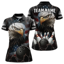 Load image into Gallery viewer, US Flag Eagle Bowling Shirt for Women Personalized Polo &amp; Quarter-Zip Team Bowling Jersey with Team HNT02