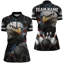 Load image into Gallery viewer, US Flag Eagle Bowling Shirt for Women Personalized Polo &amp; Quarter-Zip Team Bowling Jersey with Team HNT02