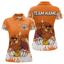 Load image into Gallery viewer, Custom Orange Funny Turkey Bowling Jersey for Women Thanksgiving Bowling Team Shirts HNT115