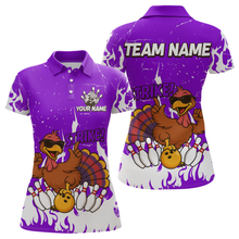 Load image into Gallery viewer, Custom Purple Funny Turkey Bowling Jersey for Women Thanksgiving Bowling Team Shirts HNT115