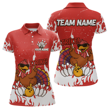 Load image into Gallery viewer, Custom Red Funny Turkey Bowling Jersey for Women Thanksgiving Bowling Team Shirts HNT115
