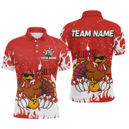 Custom Red Funny Turkey Bowling Jersey for Men Thanksgiving Bowling Team Shirts HNT115