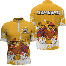 Load image into Gallery viewer, Custom Yellow Funny Turkey Bowling Jersey for Men Thanksgiving Bowling Team Shirts HNT115