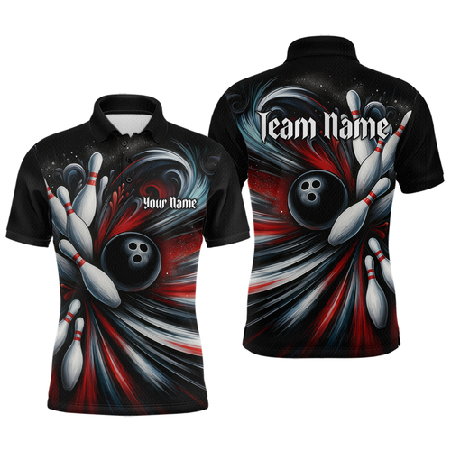 Custom Black Red Bowling Jersey for Men Custom Team Bowling Shirts Polo & 1/4 Zip HNT120