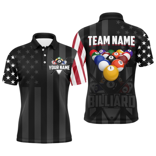 US Flag Billiard Shirt Billiard Jersey for Men Billiard Gifts for Men Team Polo & 1/4 Zip NNT21