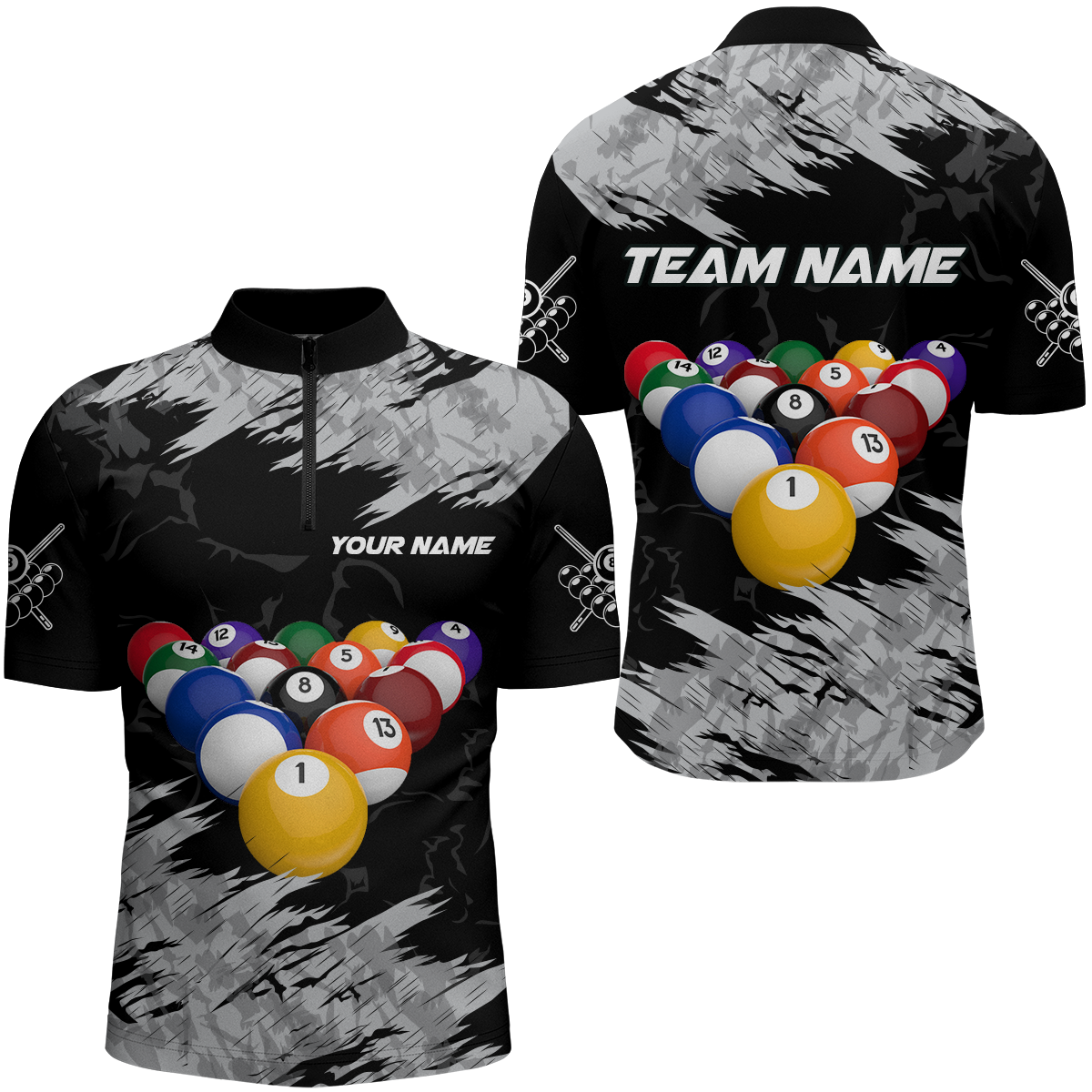 Billiard Shirt Billiard Jersey for Men Billiard Gifts for Men Team 8 Ball Polo & 1/4 Zip NNT13