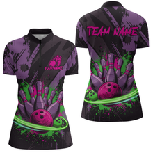 Load image into Gallery viewer, Custom Colorful Bowling Women Shirts Bowling Uniform Polo &amp; 1/4 Zip Bowling Team Jerseys HNT99
