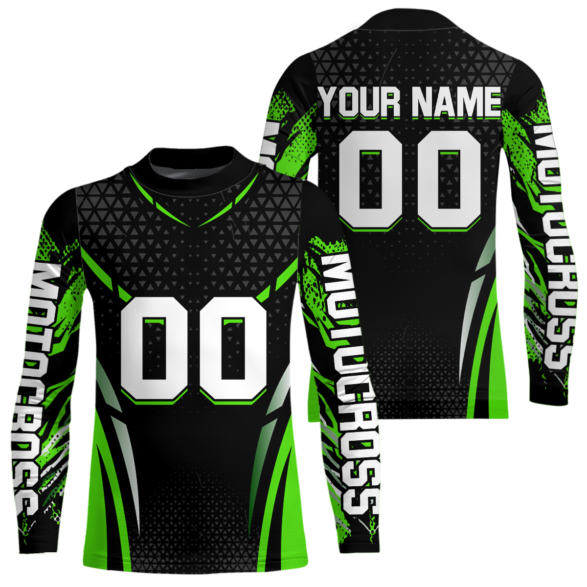 Green Dirt Bike Jersey Off-Road Shirt Custom Youth Motocross Jersey UPF30+ Kid Men Women DNT82