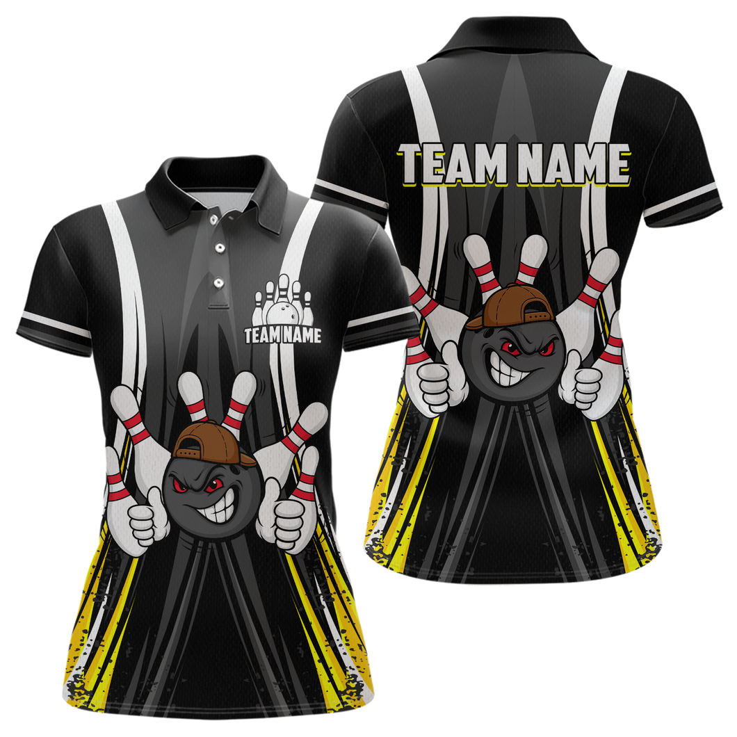 Custom Funny Bowling Women Shirts Bowling Uniform Polo & 1/4 Zip Bowling Team Jerseys HNT101